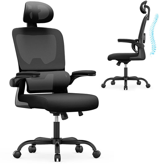 Ergonomic Office Chair Desk Chair with Folding Armrest