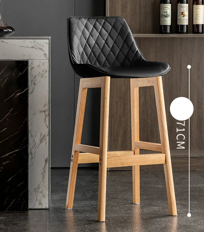 Dining Chair Upholstered Backrest Counter Chair Solid Wood