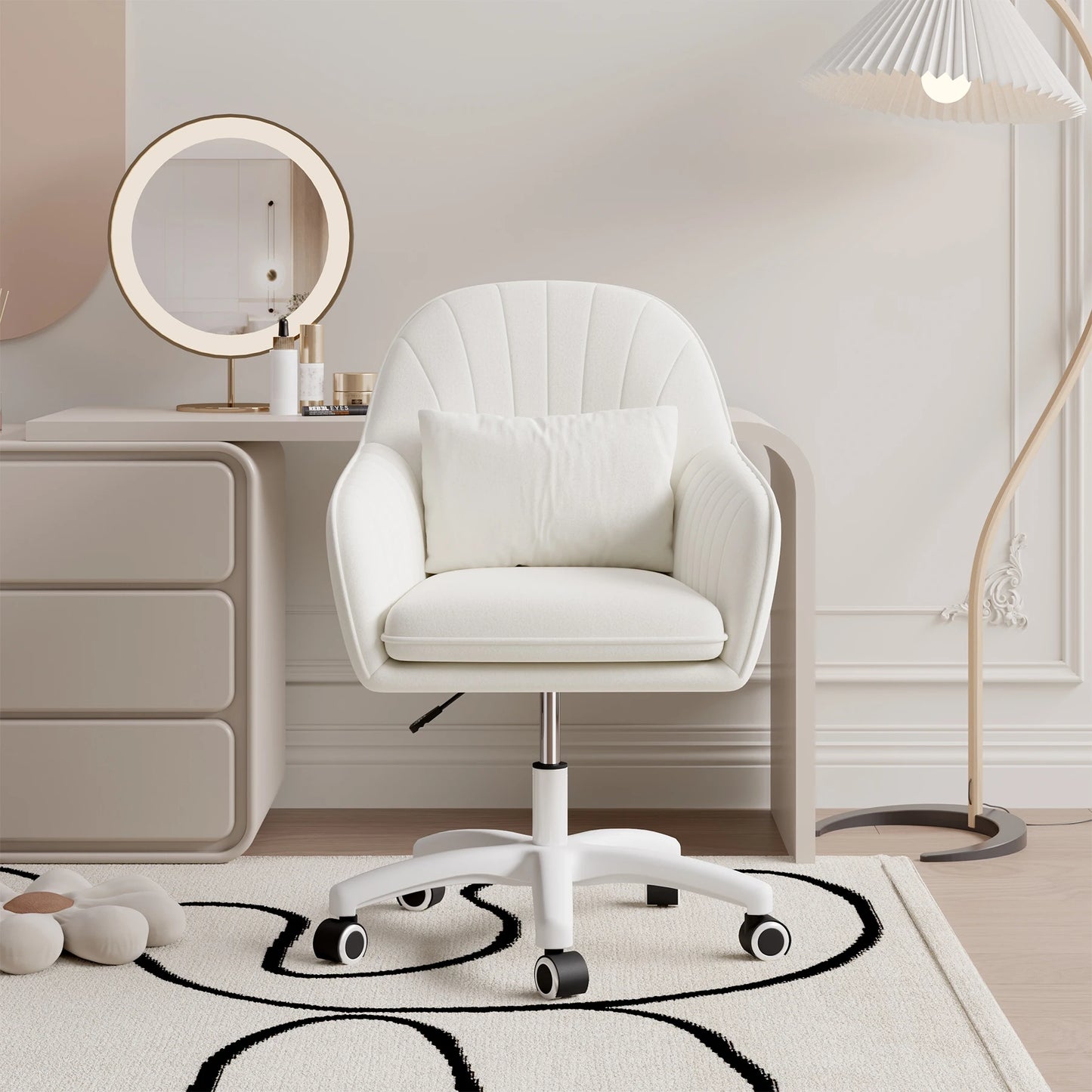 Velvet Chair with Pillow, 360°Rotatable
