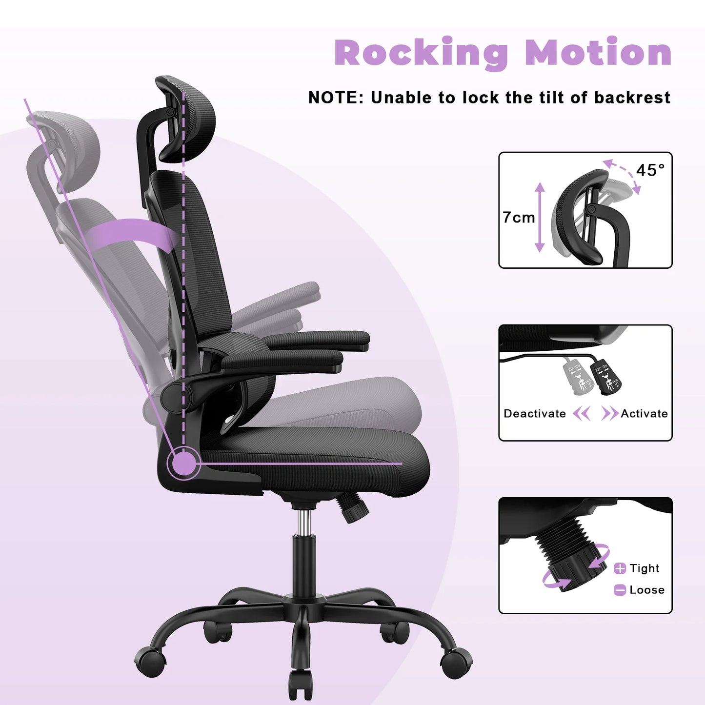 Ergonomic Office Chair Desk Chair with Folding Armrest