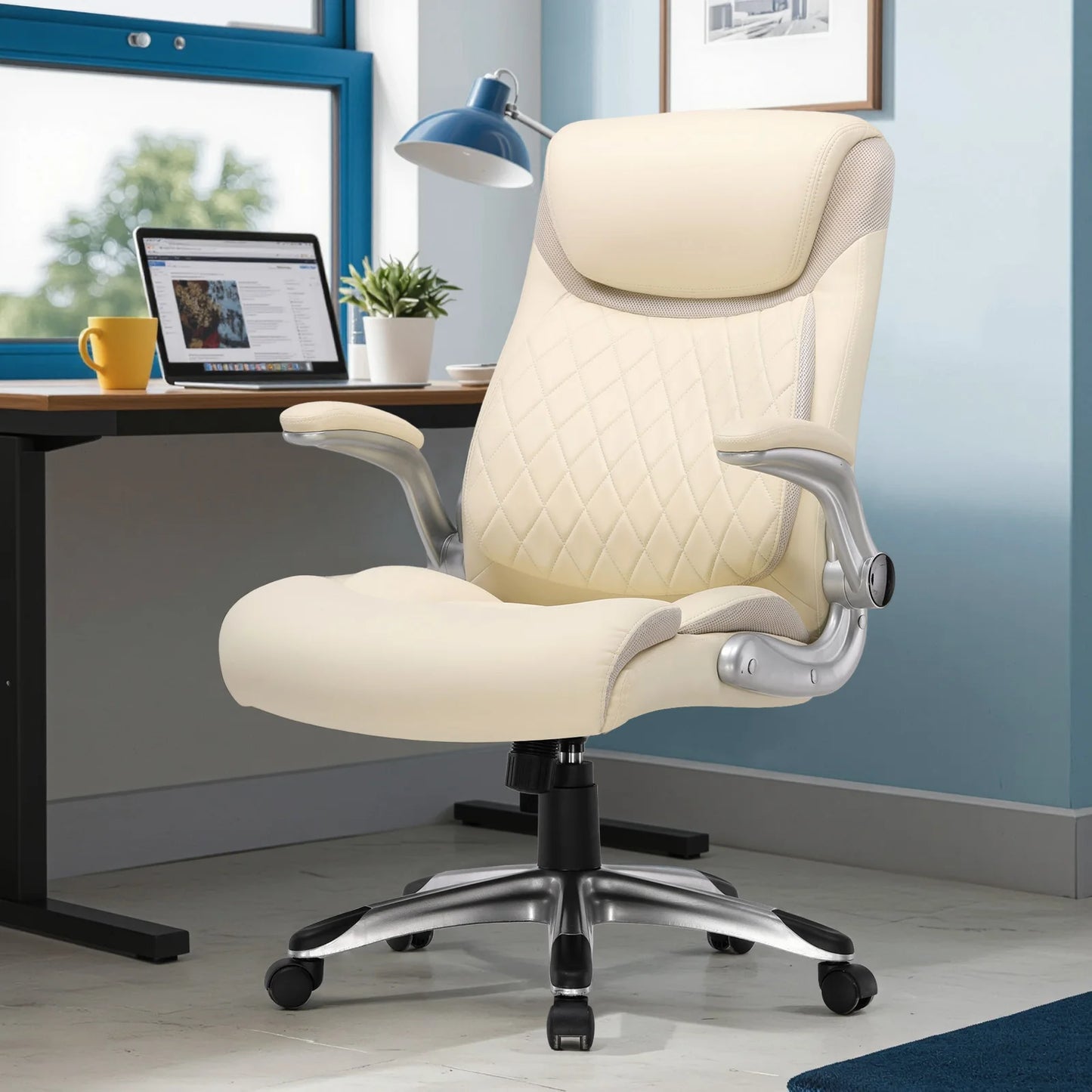 office chair Ergonomic desk chair with folding armrests with high backrest