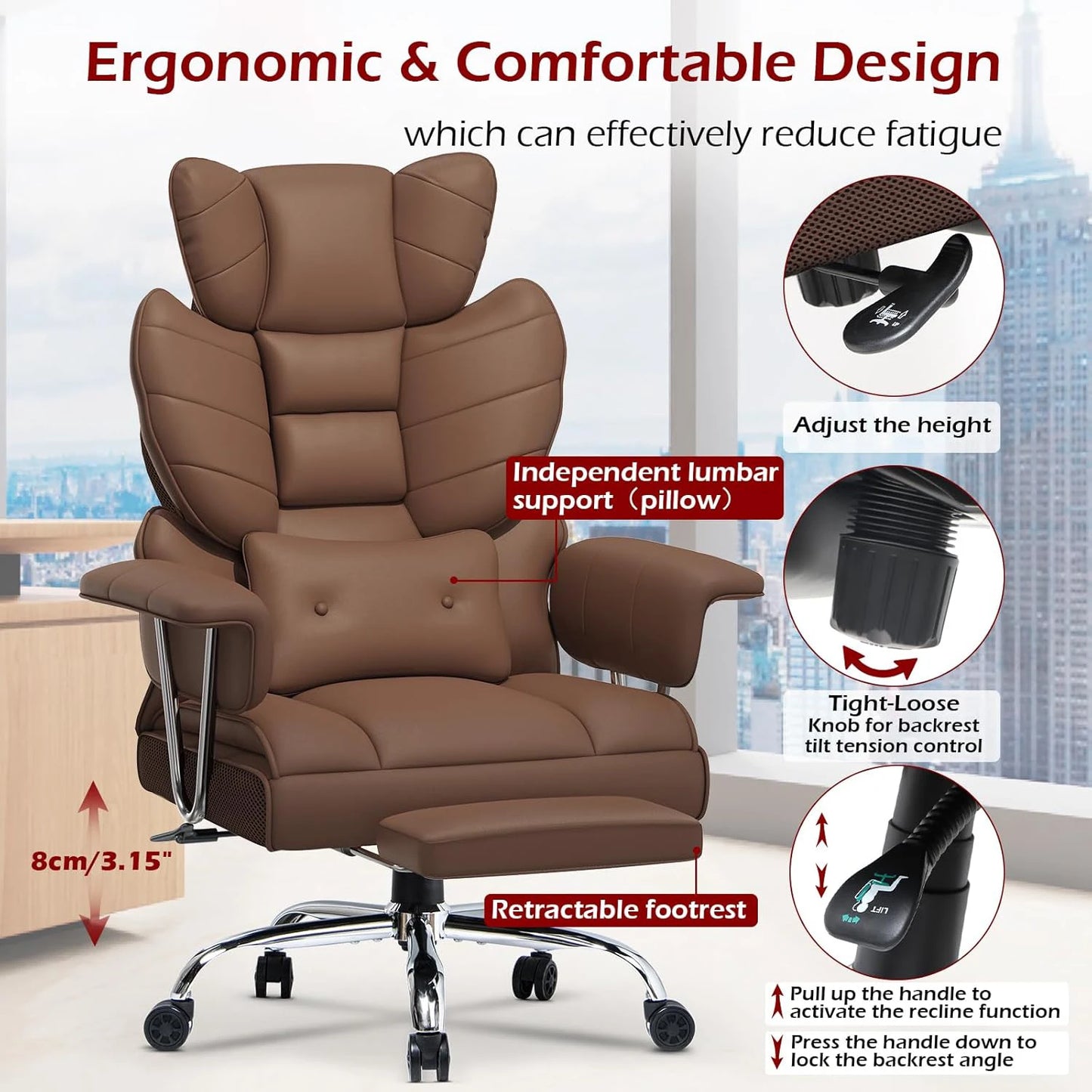 Desk Chairs Ergonomic Office Chair PU Leather