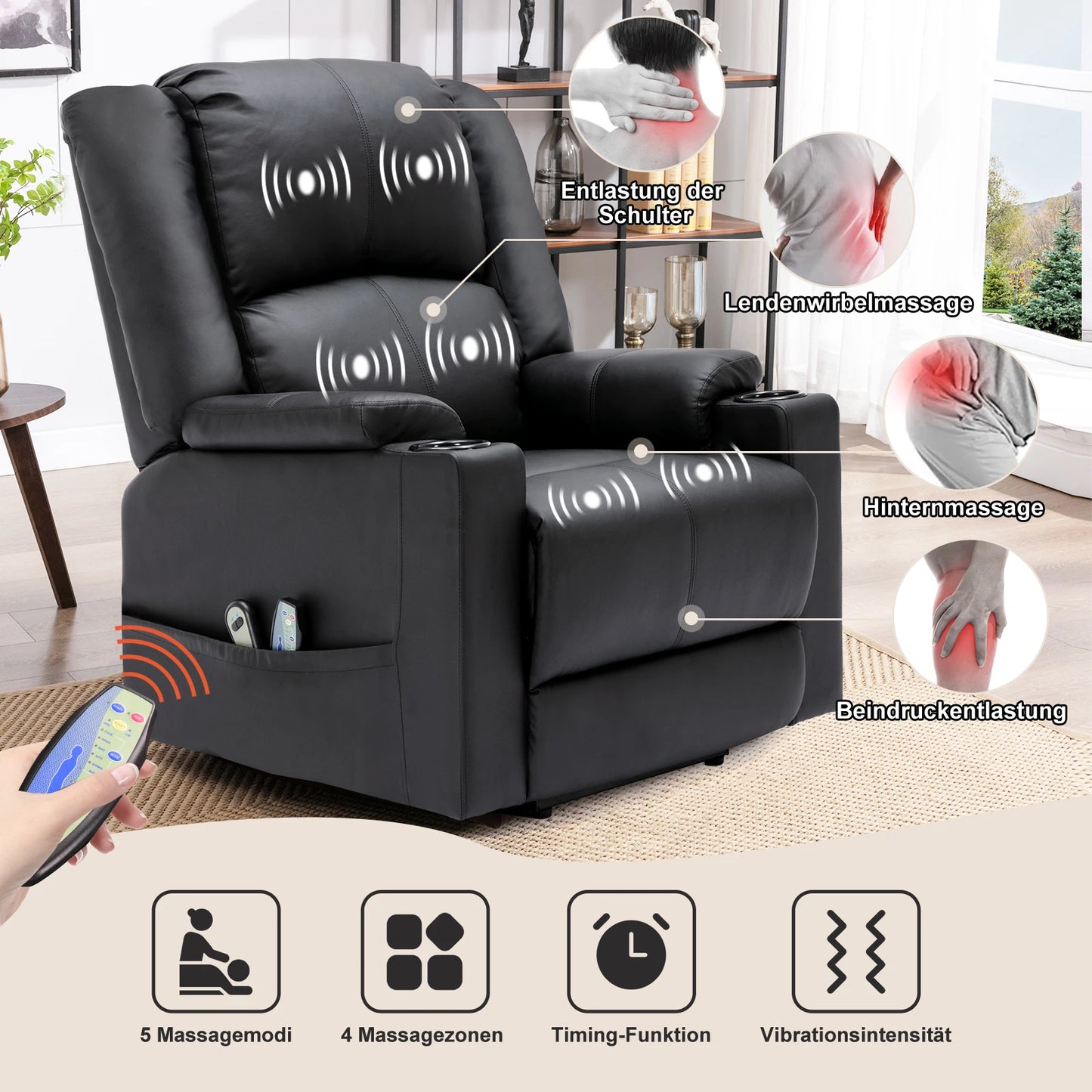 COMHOMA Electric Stand-Up armchair Relax armchair TV armchair Massage armchair with reclining function armchair for the elderly