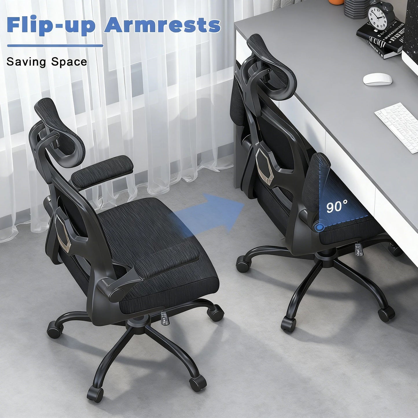 Ergonomic Office Chair Desk Chair with Folding Armrest