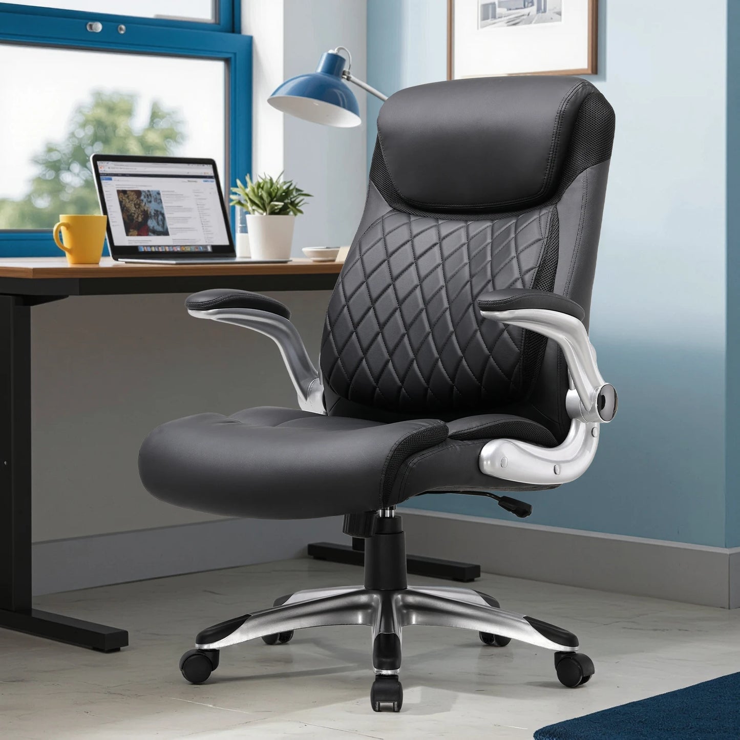 office chair Ergonomic desk chair with folding armrests with high backrest