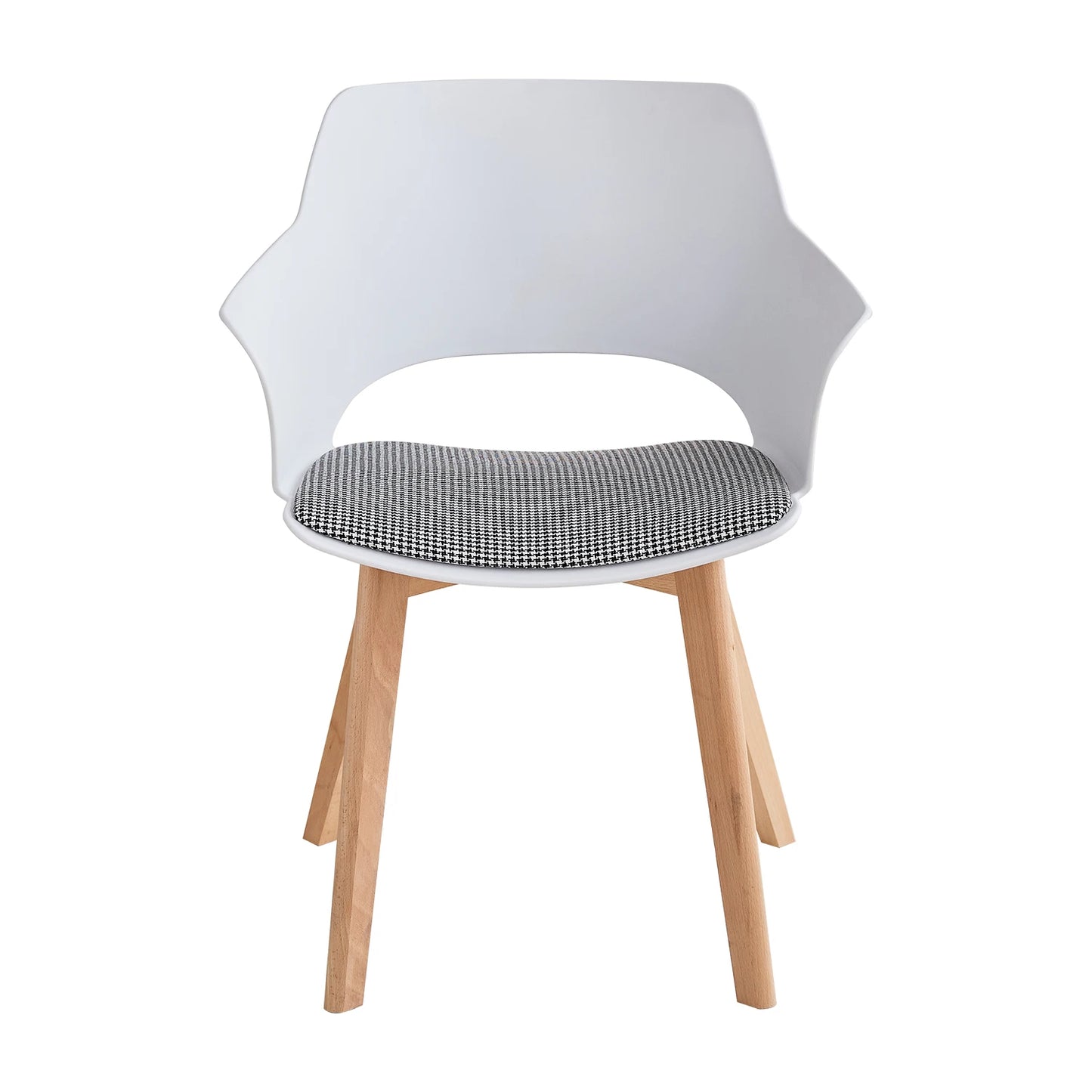 2 PICS Nordic Plastic Dining Chair with Solid Wood