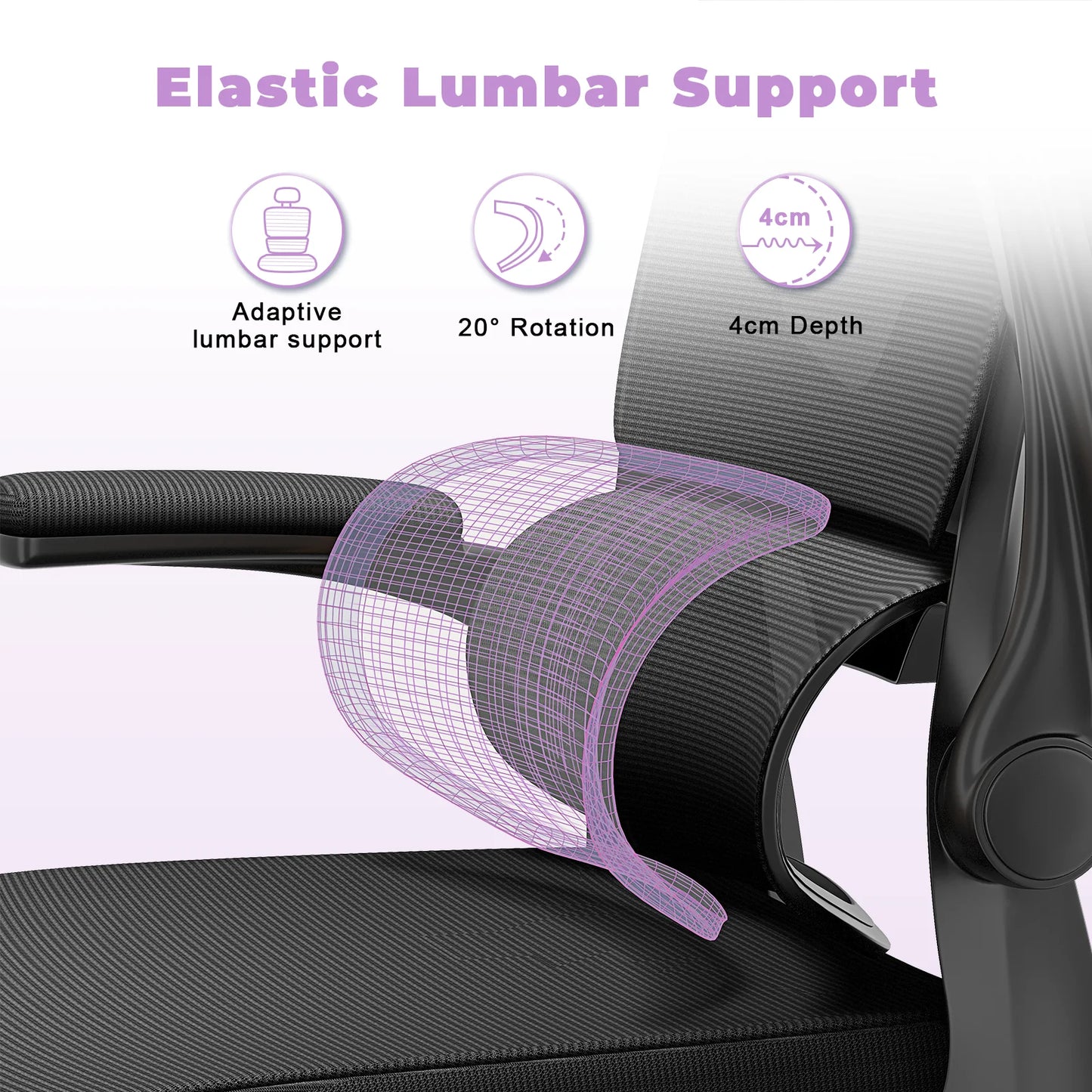 Ergonomic Office Chair Desk Chair with Folding Armrest