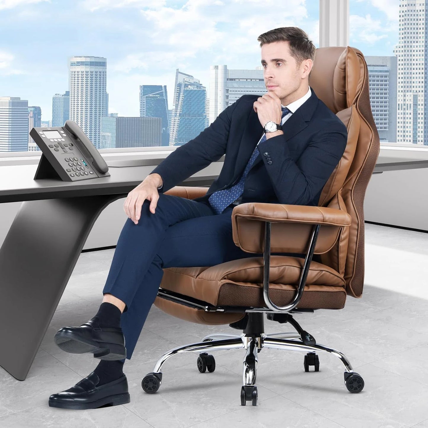 Desk Chairs Ergonomic Office Chair PU Leather