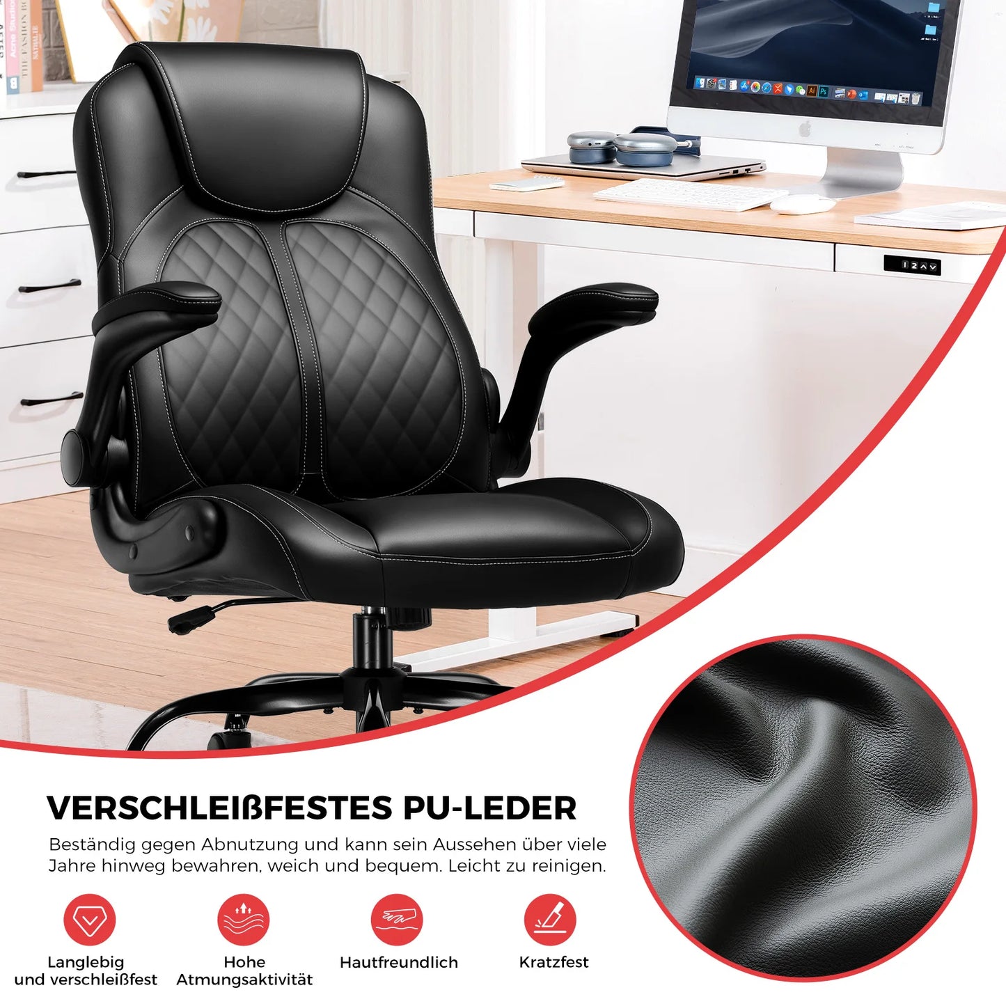 GTPLAYER Gaming chair with folding armrest Ergonomic