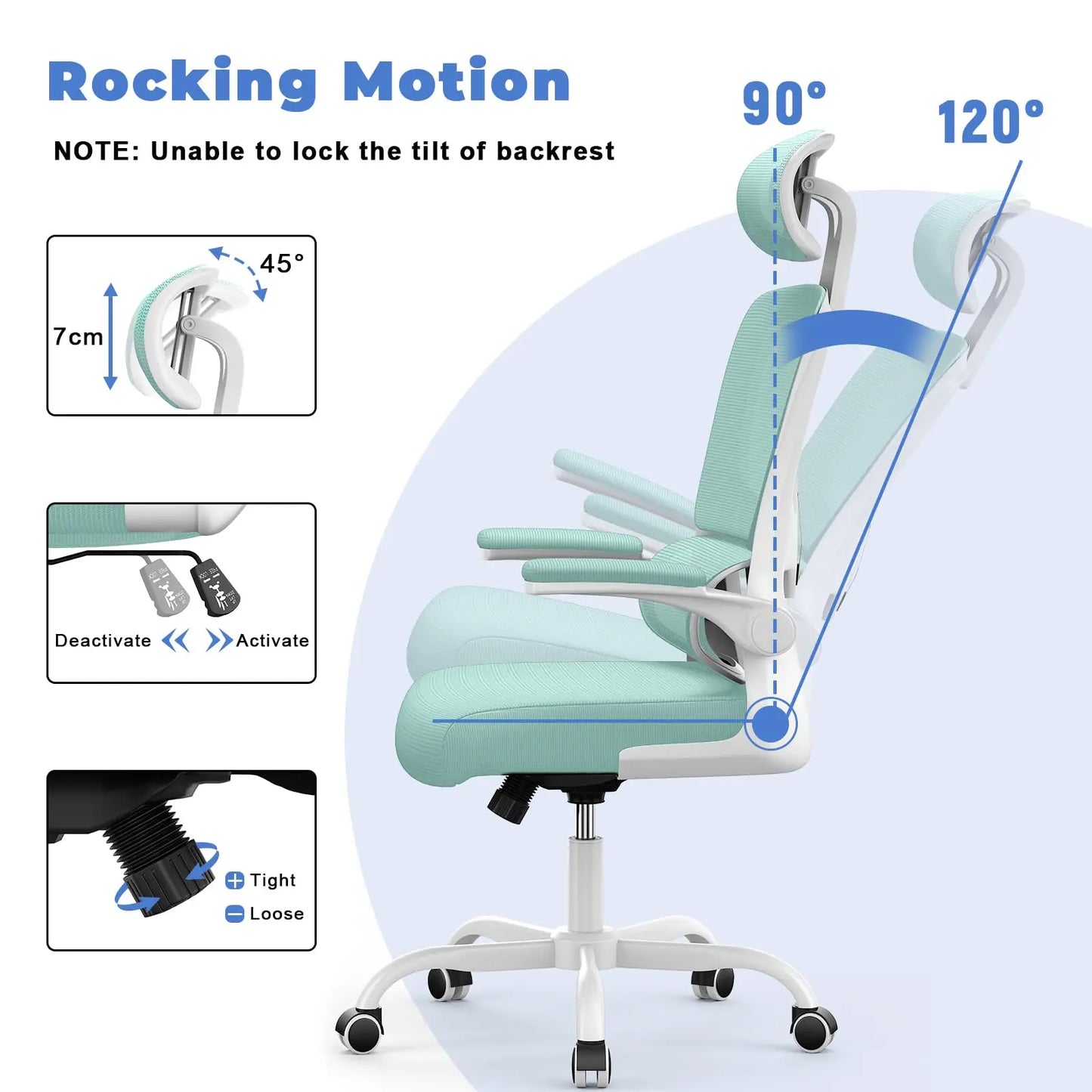 Ergonomic Office Chair, Desk Chair with Folding Armrests
