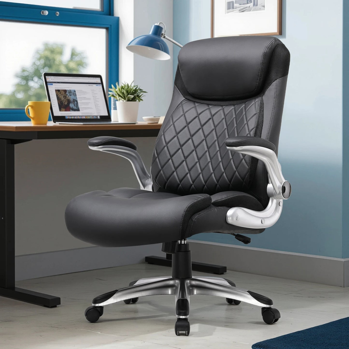 office chair Ergonomic desk chair with folding armrests with high backrest