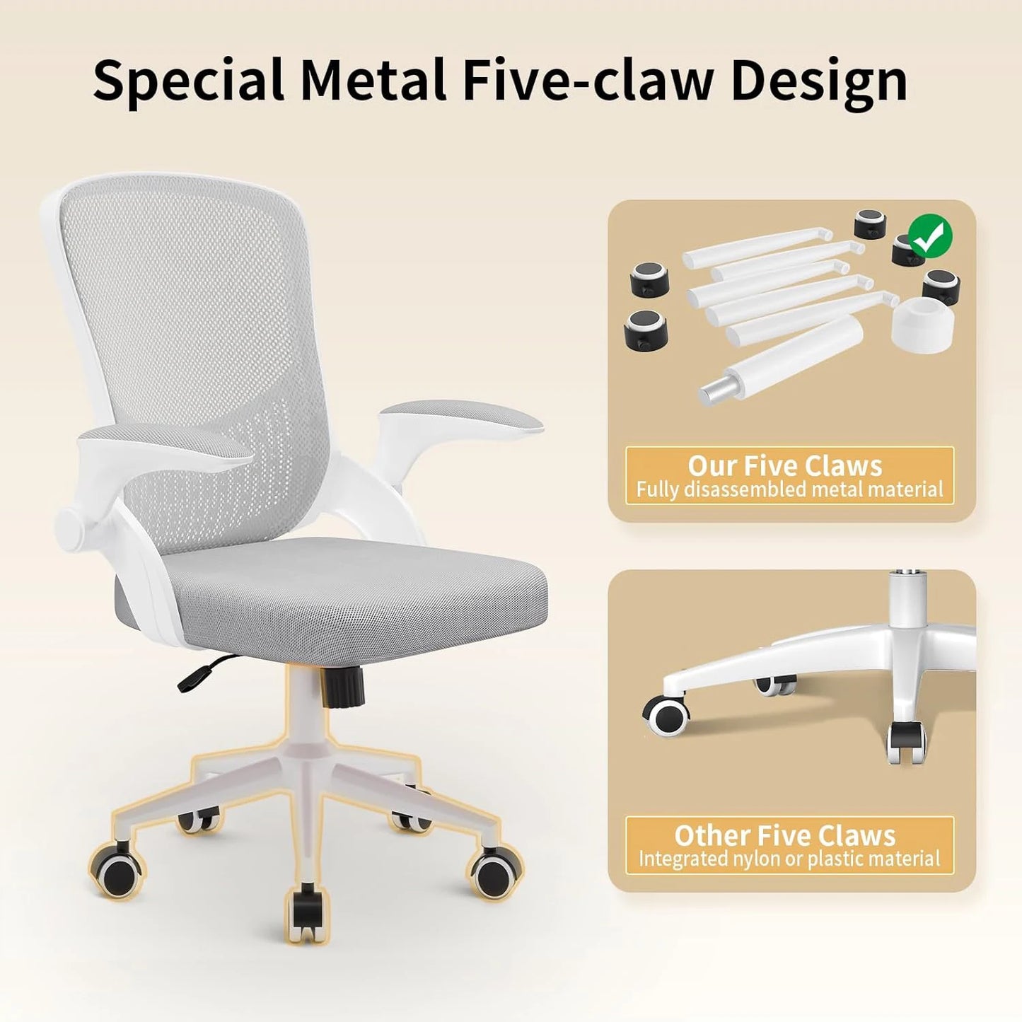 Ergonomic Office Chair Desk Chair with 90 ° Folding Armrests