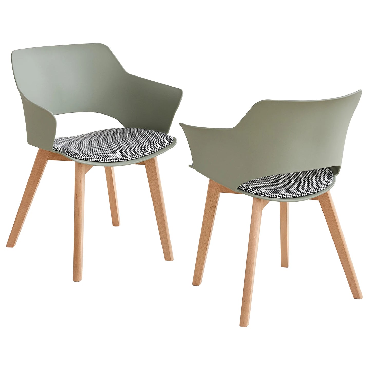 2 PICS Nordic Plastic Dining Chair with Solid Wood