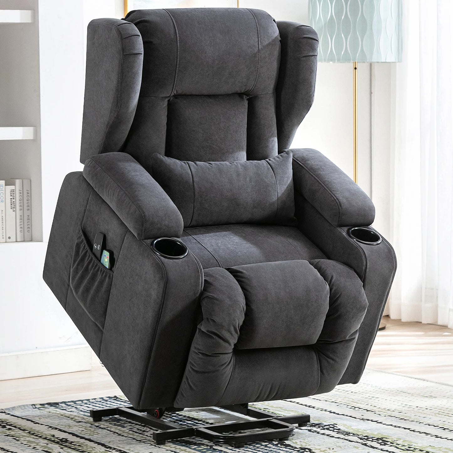 Relax armchair stand-up aid massage armchair with fabric surface electric stand-up