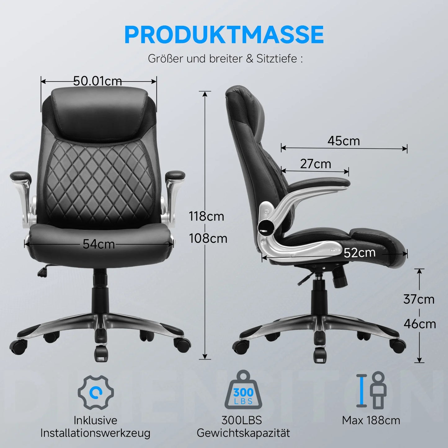 office chair Ergonomic desk chair with folding armrests with high backrest