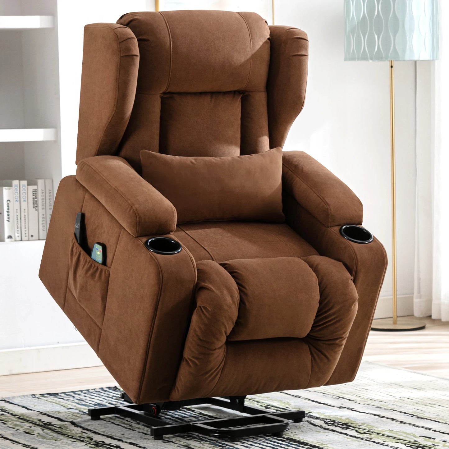 Relax armchair stand-up aid massage armchair with fabric surface electric stand-up