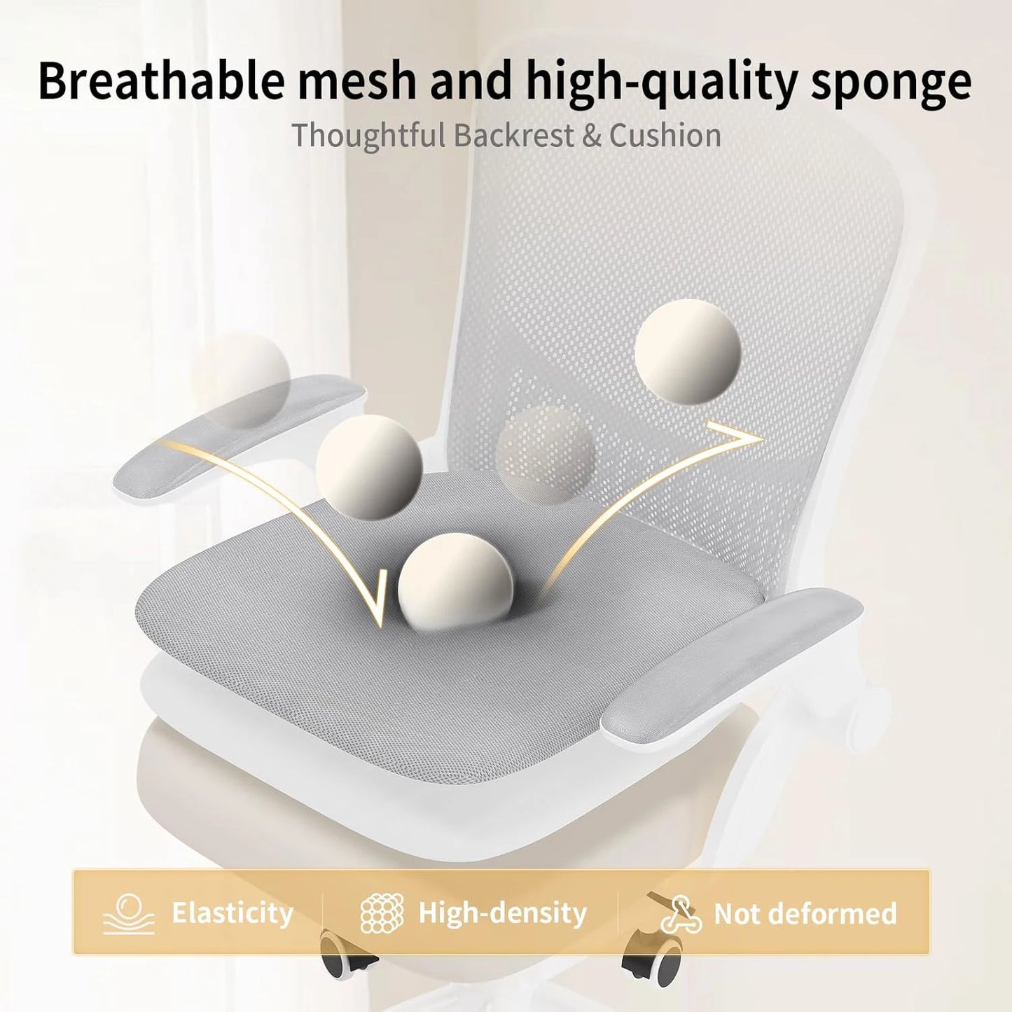 Ergonomic Office Chair Desk Chair with 90 ° Folding Armrests