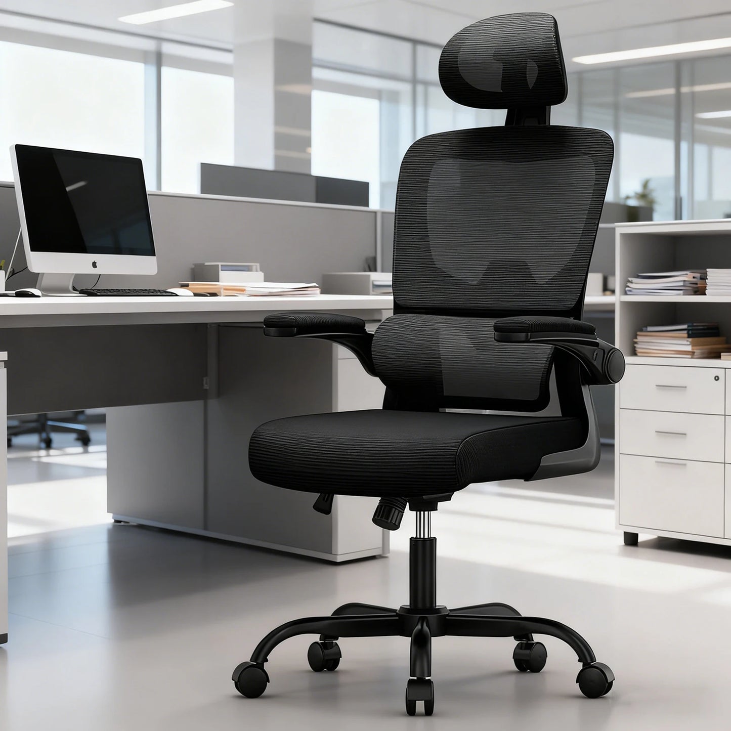 Ergonomic Office Chair Desk Chair with Folding Armrest