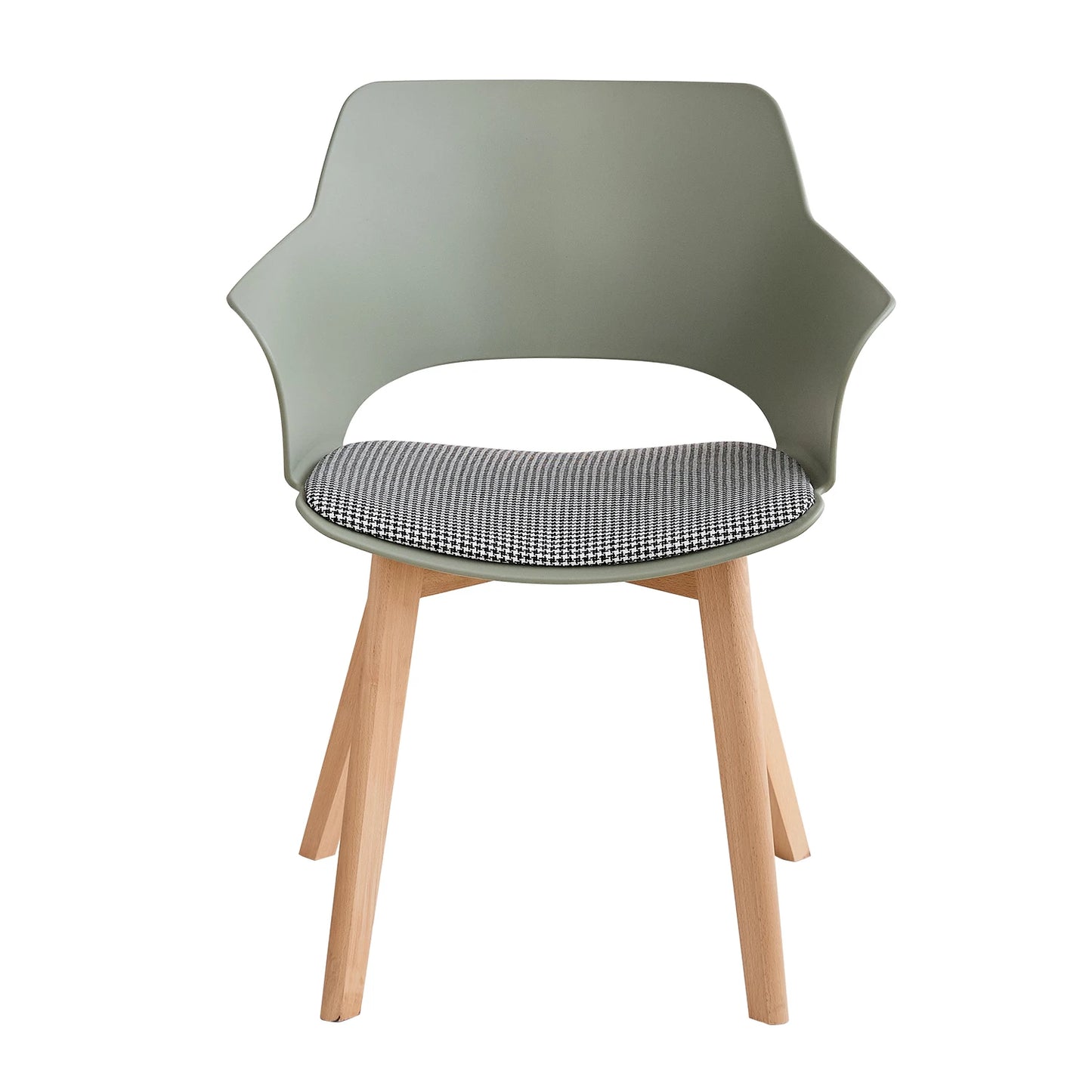 2 PICS Nordic Plastic Dining Chair with Solid Wood