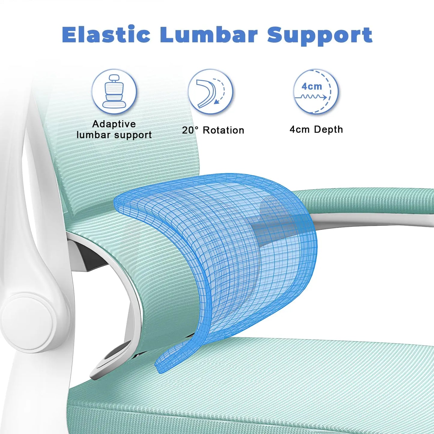 Ergonomic Office Chair, Desk Chair with Folding Armrests