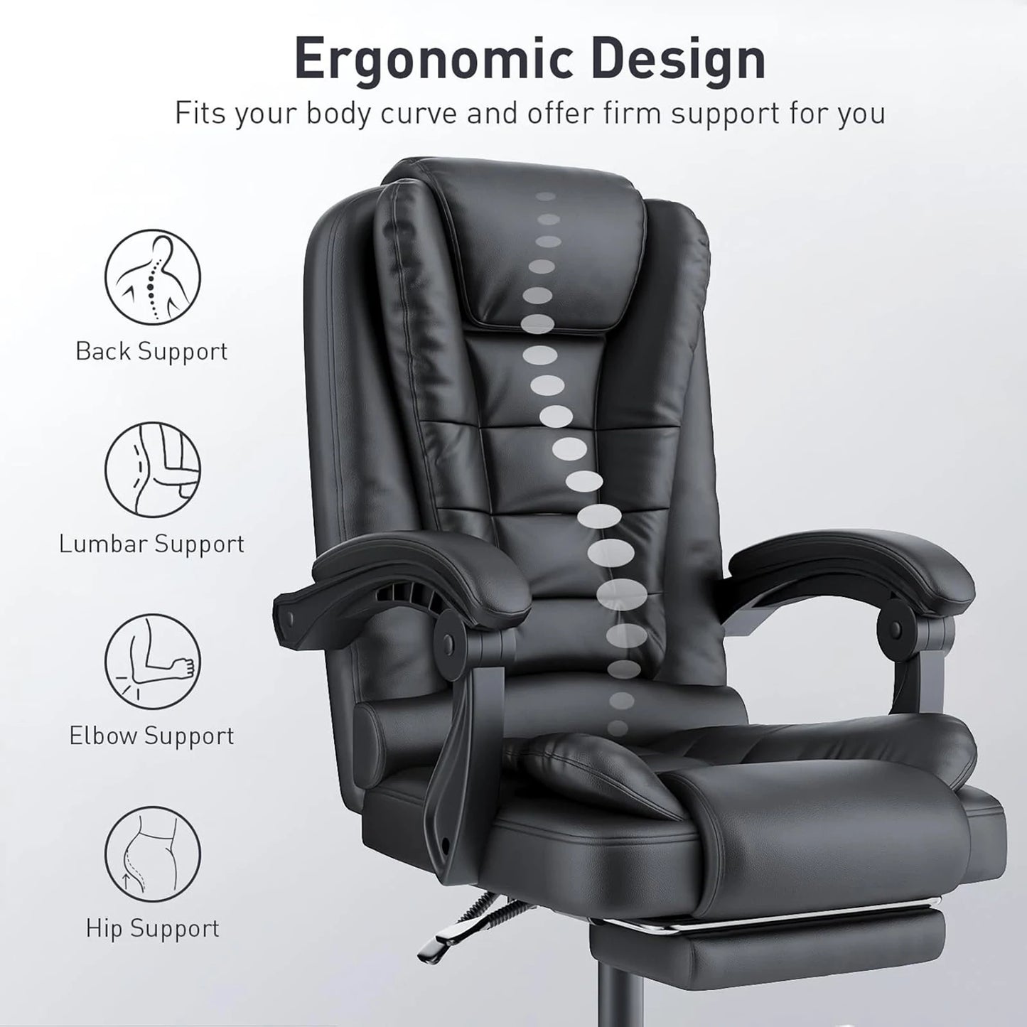 Executive Office Chair with Footrest High Back Desk Chair Ergonomic Recliner