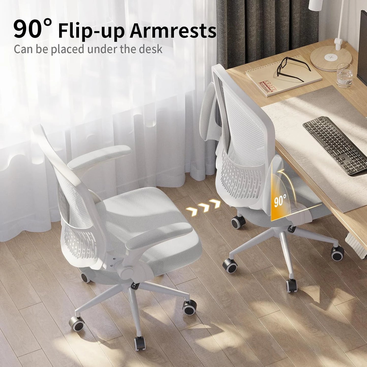 Ergonomic Office Chair Desk Chair with 90 ° Folding Armrests