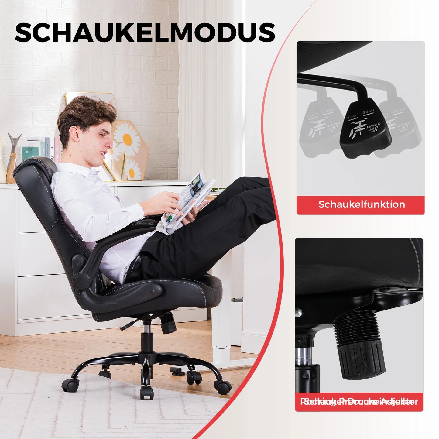 GTPLAYER Gaming chair with folding armrest Ergonomic