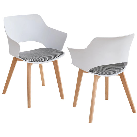 2 PICS Nordic Plastic Dining Chair with Solid Wood
