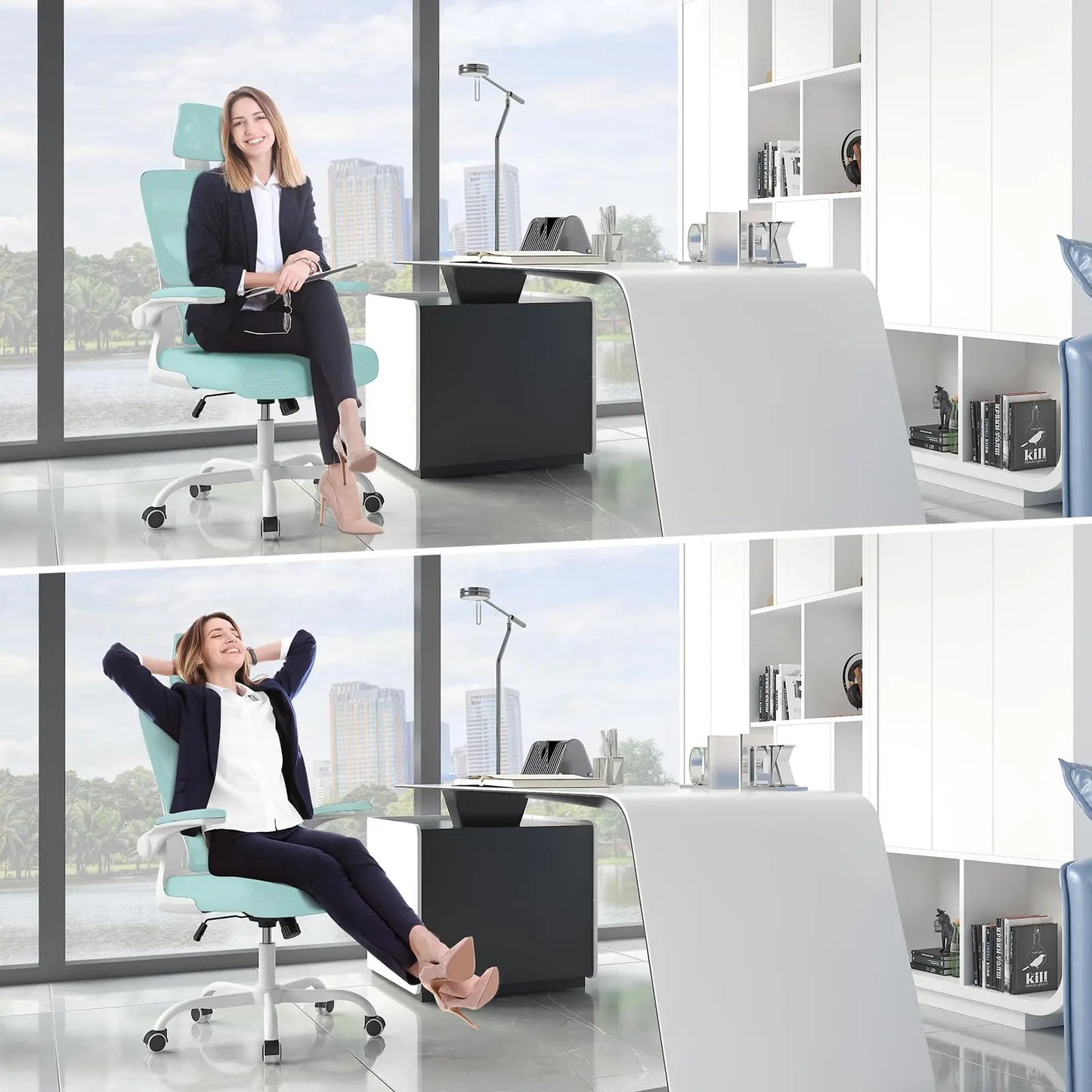Ergonomic Office Chair, Desk Chair with Folding Armrests