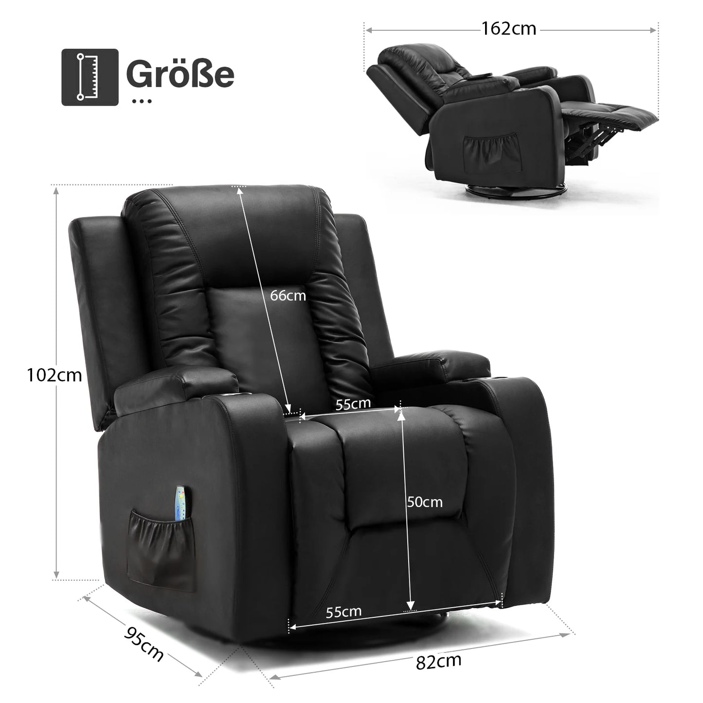 Relax armchair TV armchair with reclining and footrest, Thick backrest