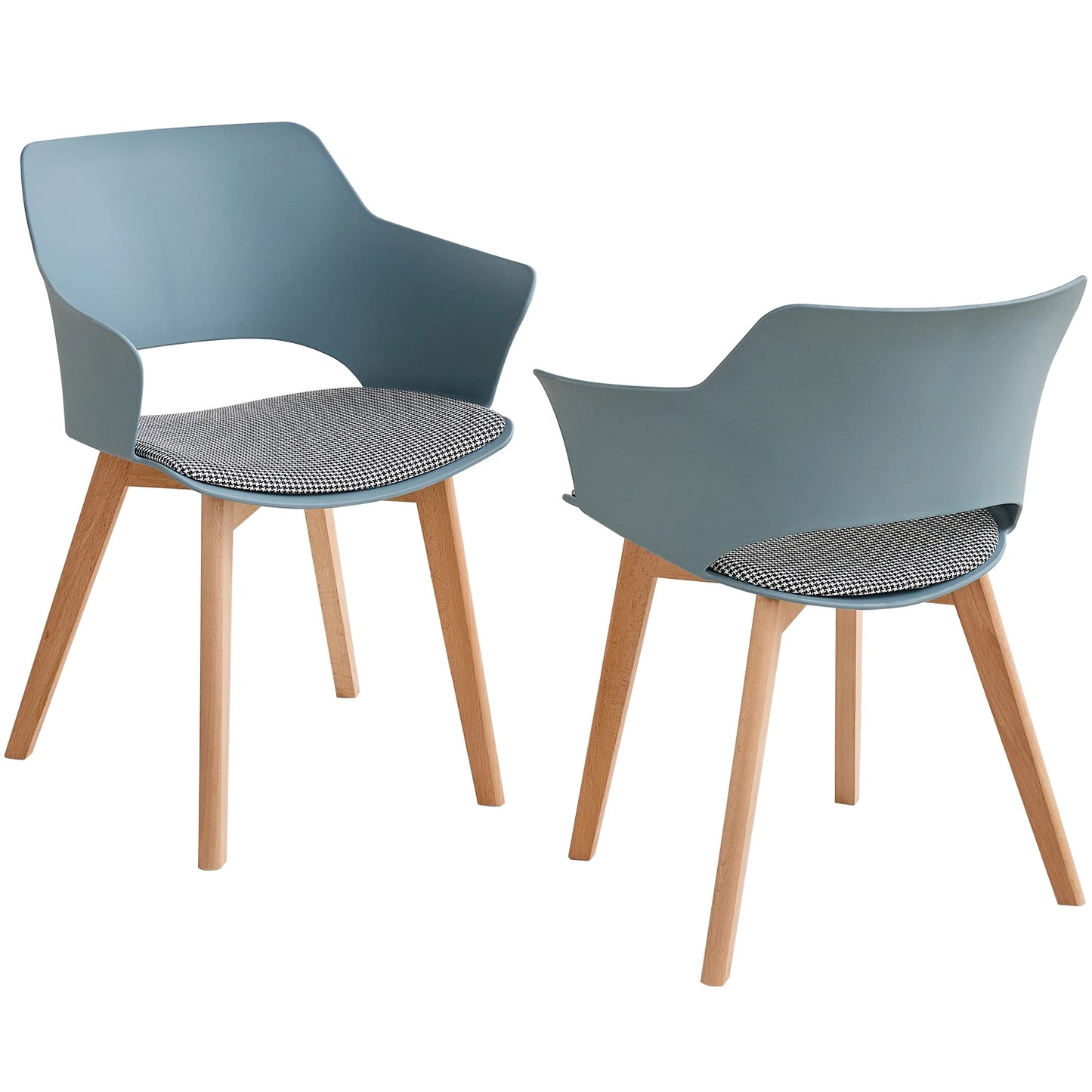 2 PICS Nordic Plastic Dining Chair with Solid Wood