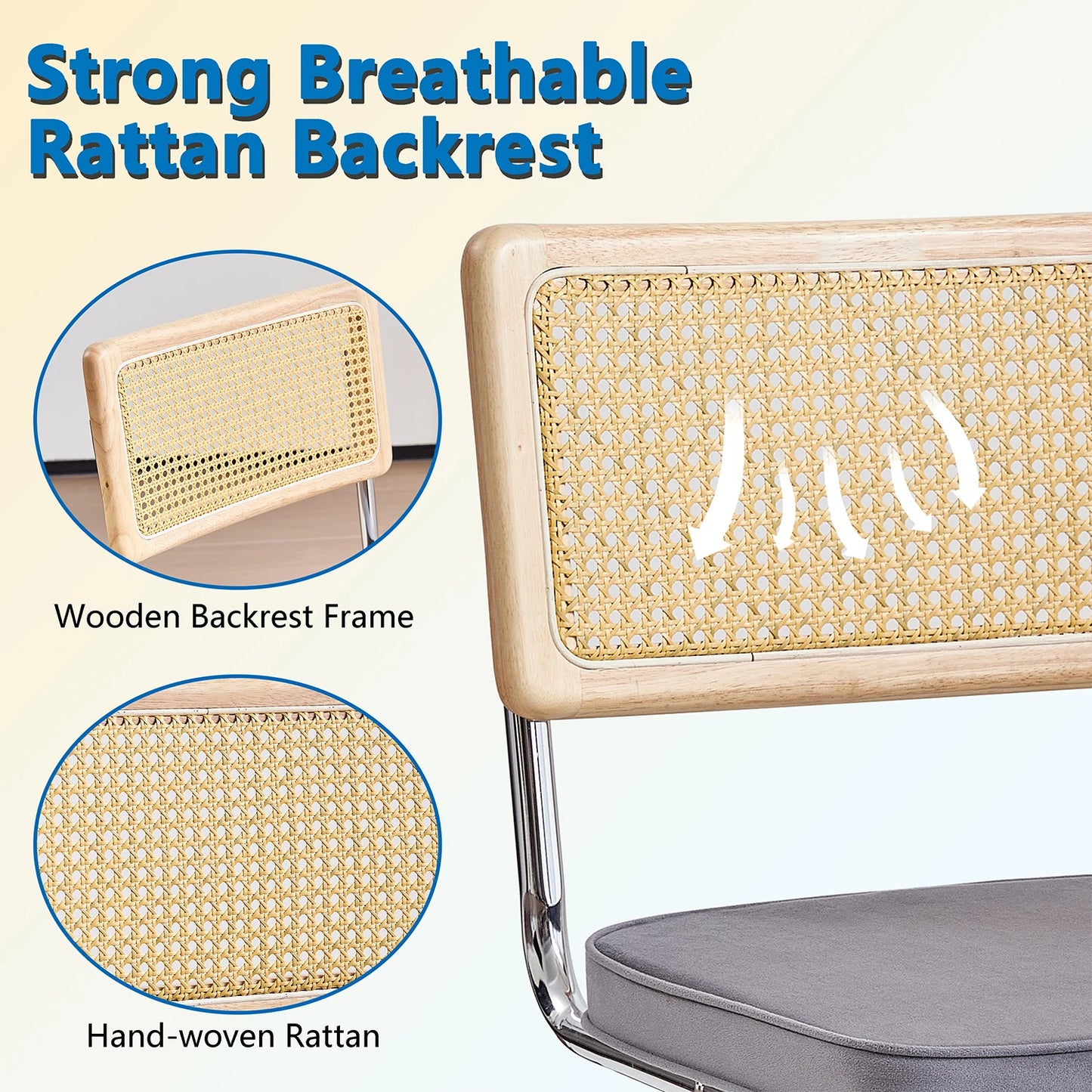 Set of 2/4 Retro Dining Chairs Plastic Rattan Chair Home