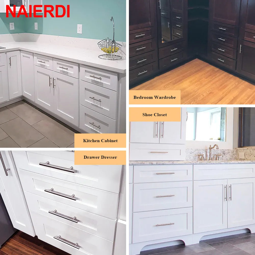 NAIERDI 2" ~ 24'' Stainless Steel Cabinet Handles Diameter 10mm