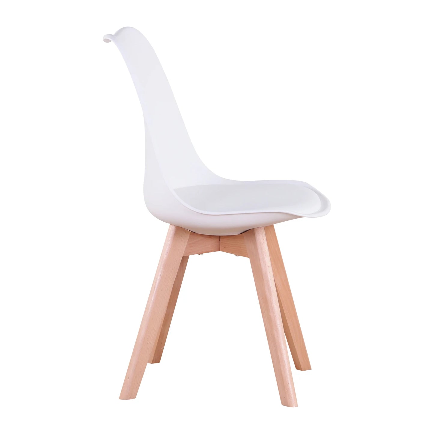 A Set of 6 Modern Minimalist Dining Chair PU Padded Seat Beech Wood Legs