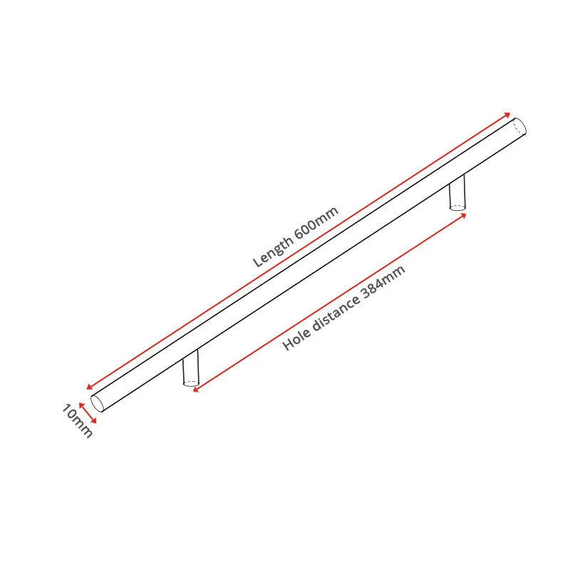 NAIERDI 2" ~ 24'' Stainless Steel Cabinet Handles Diameter 10mm