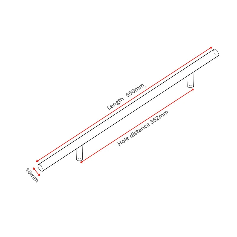 NAIERDI 2" ~ 24'' Stainless Steel Cabinet Handles Diameter 10mm