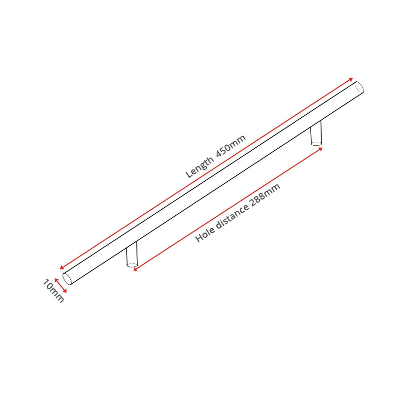NAIERDI 2" ~ 24'' Stainless Steel Cabinet Handles Diameter 10mm