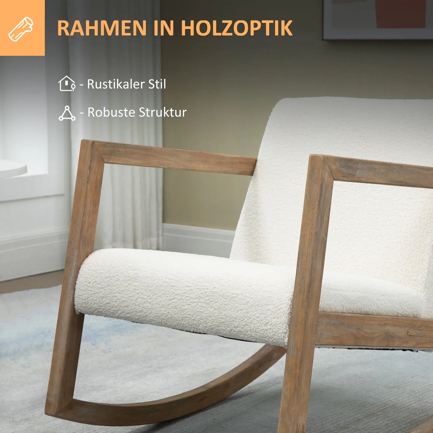 Rocking chair relaxation wooden frame lounge