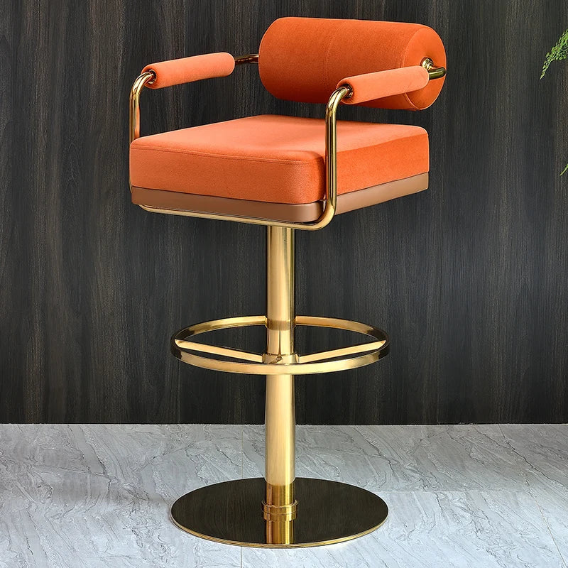 Modern Luxury Bar Stools with Backrest and Gold Base