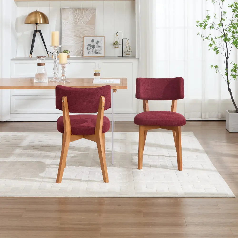 Set of 2, Solid Wood Legs Fabric Upholstered chairs