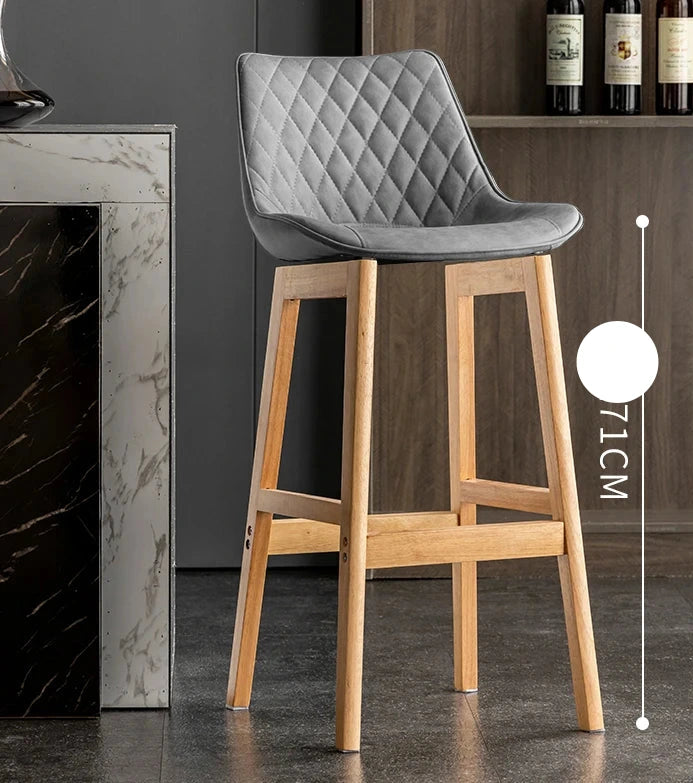 Dining Chair Upholstered Backrest Counter Chair Solid Wood
