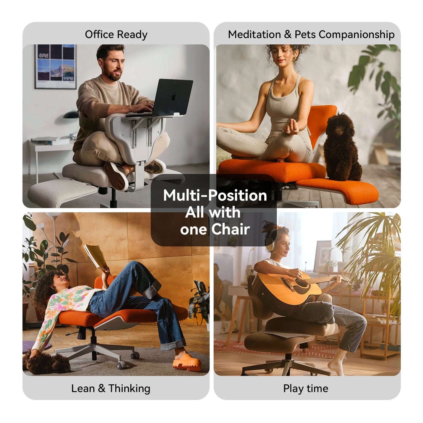 Ergonomic Cross Legged Chairwith Adjustable Laptop Tray