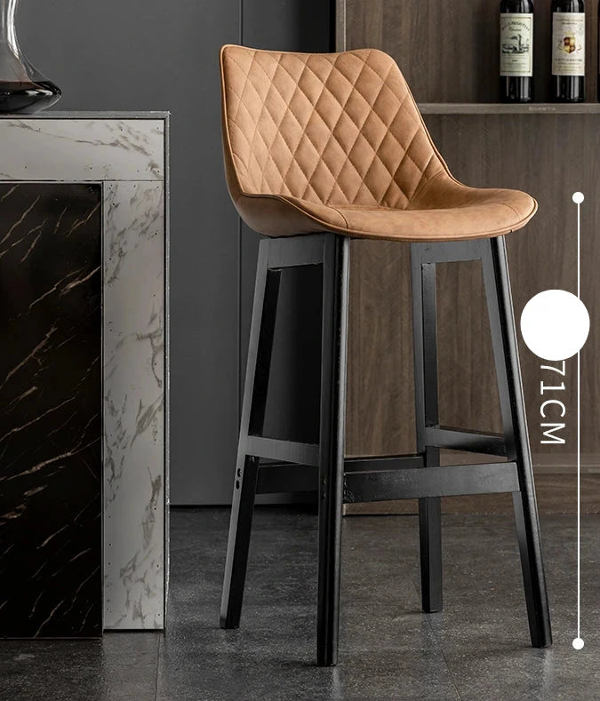 Dining Chair Upholstered Backrest Counter Chair Solid Wood