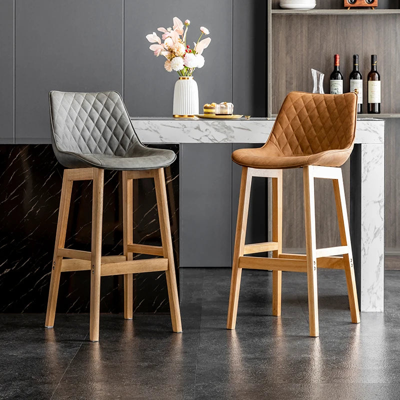 Dining Chair Upholstered Backrest Counter Chair Solid Wood
