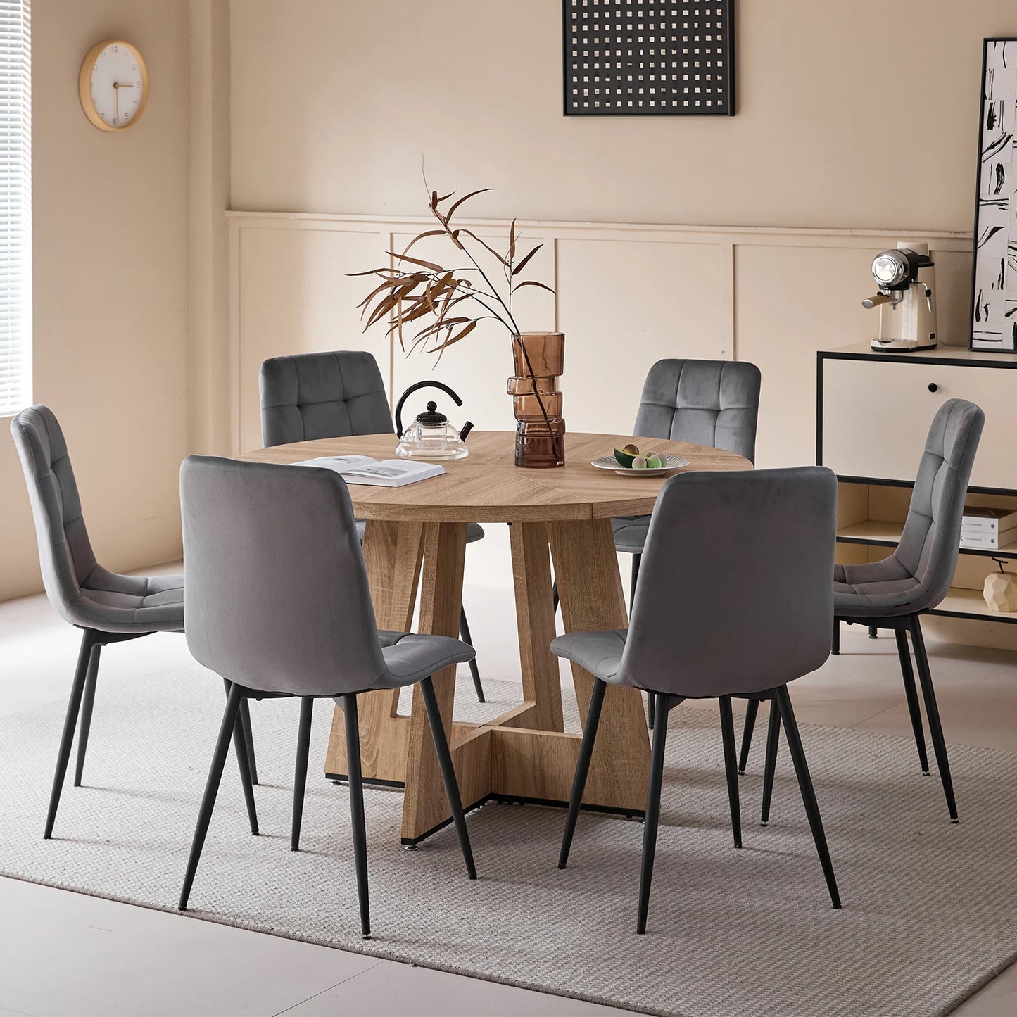 2/ 4Pcs Modern Dining Chairs Velvet Padded Seat Iron Legs