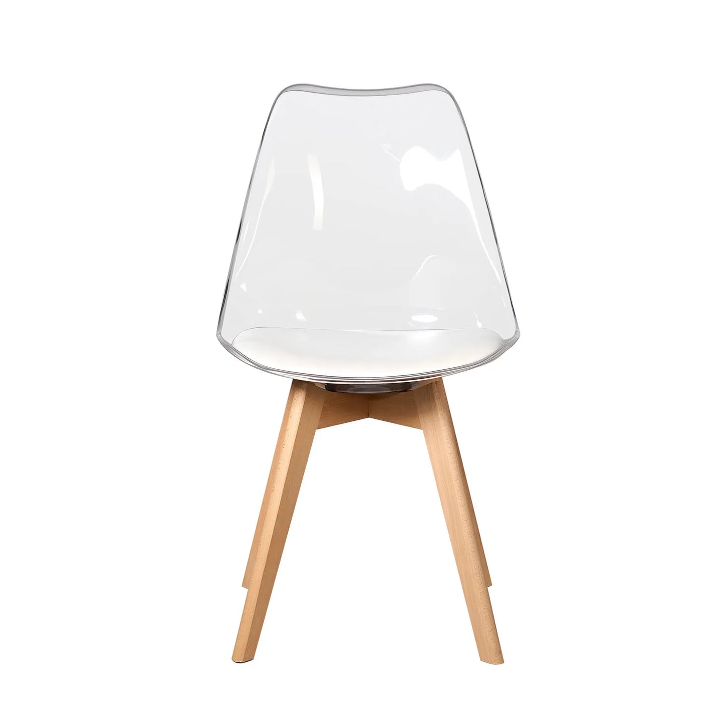 A Set of 4/6 Transparent Upholstered Dining Chairs Acrylic Chairs w/ PU Cushion Beech Legs for Kitchen Dining Room Living Room