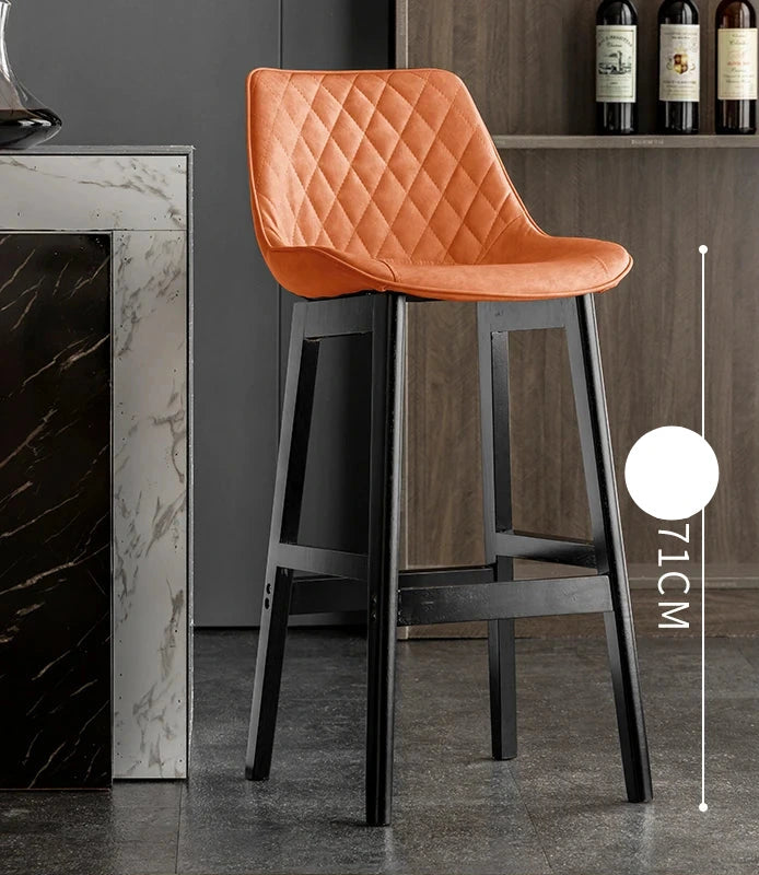 Dining Chair Upholstered Backrest Counter Chair Solid Wood