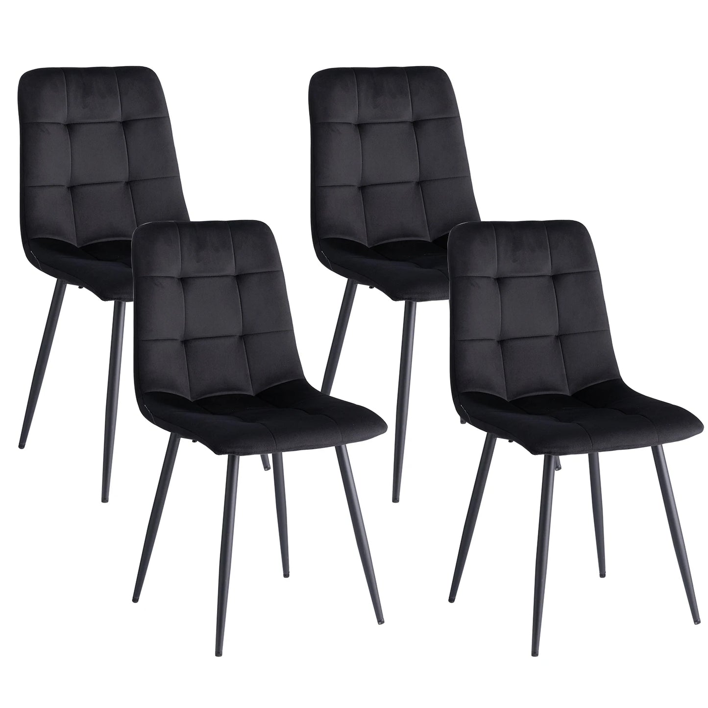 2/ 4Pcs Modern Dining Chairs Velvet Padded Seat Iron Legs