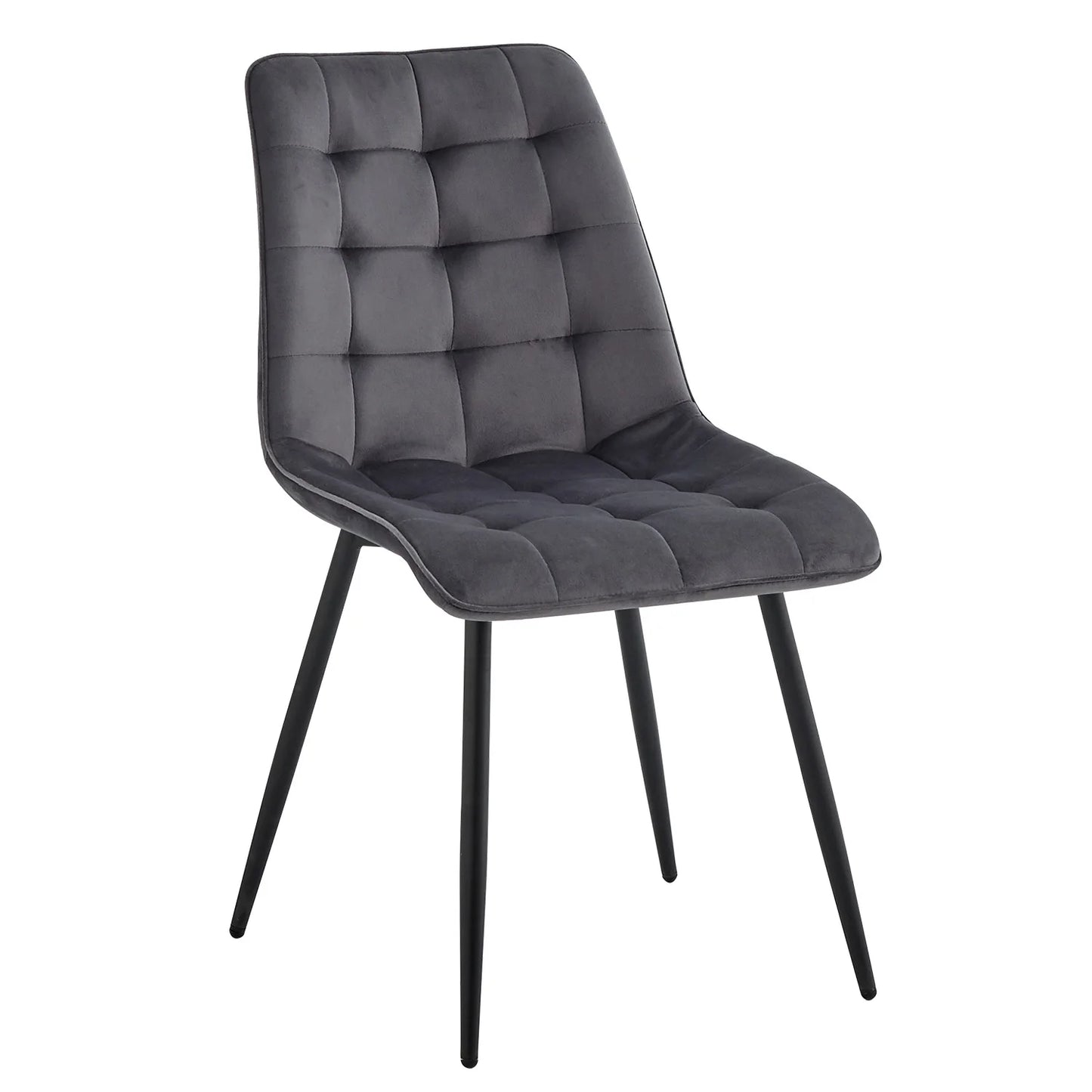 A Set Of 4 Modern Minimalist Dining Chair Velvet Padded Seat Iron Legs