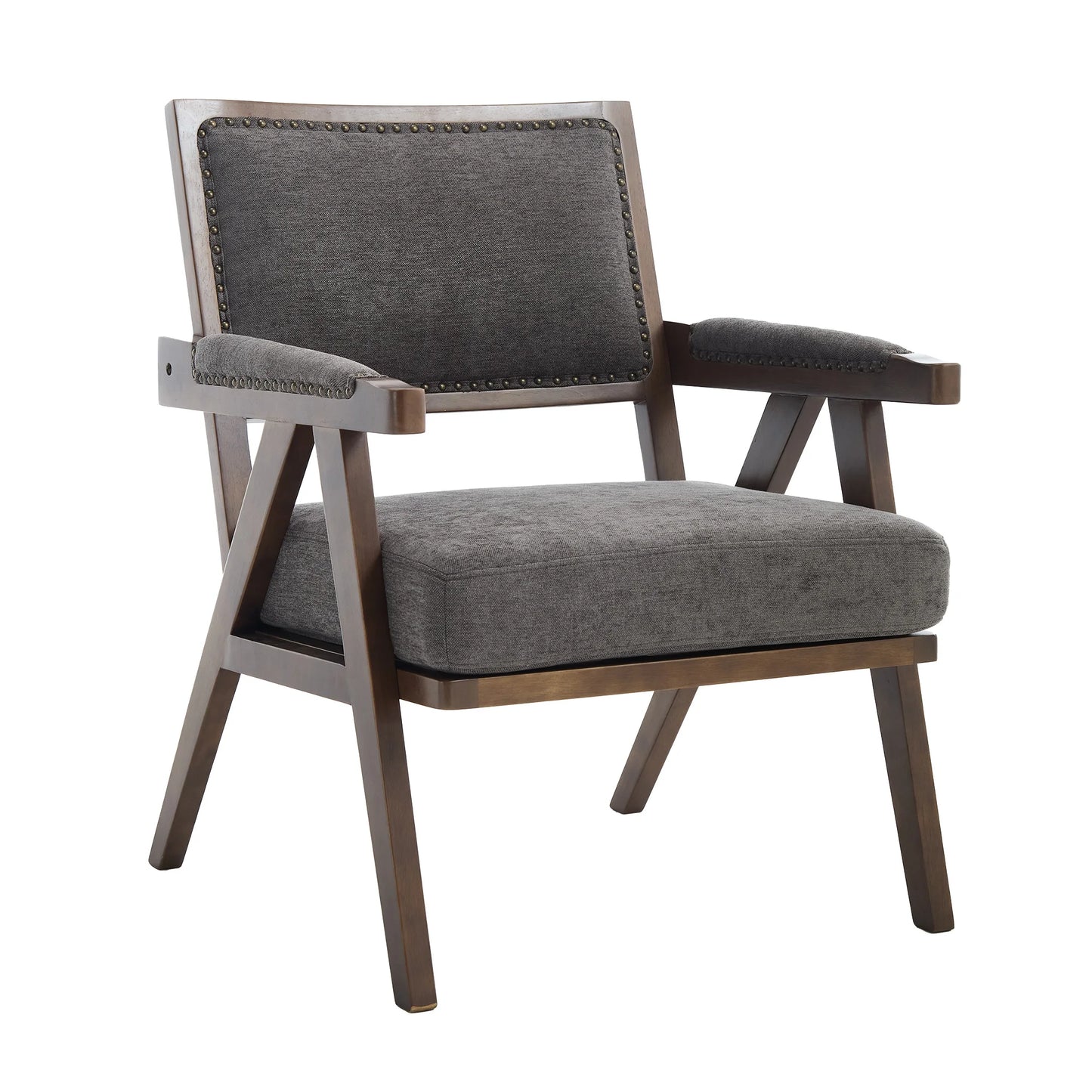 Fabric Lounge Chair Armrest Wood Frame